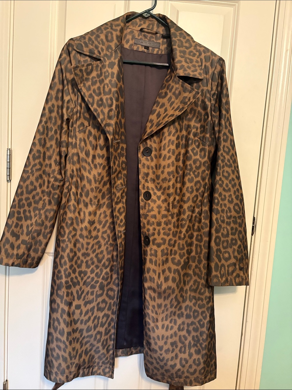 Via Spiga Leopard-Print Trench Coat in Brown